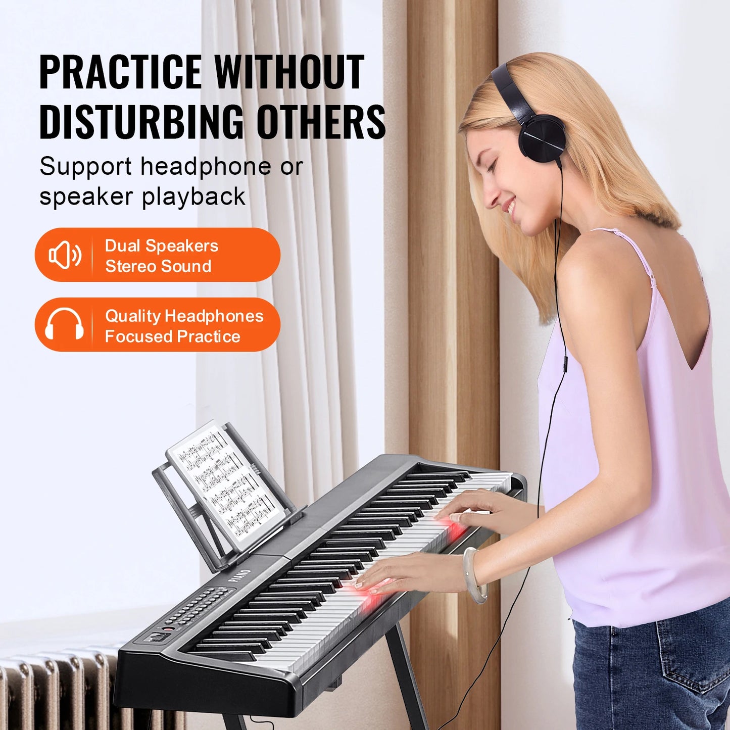 SucceBuy 88 Key Digital Piano Keyboard Semi Weighted