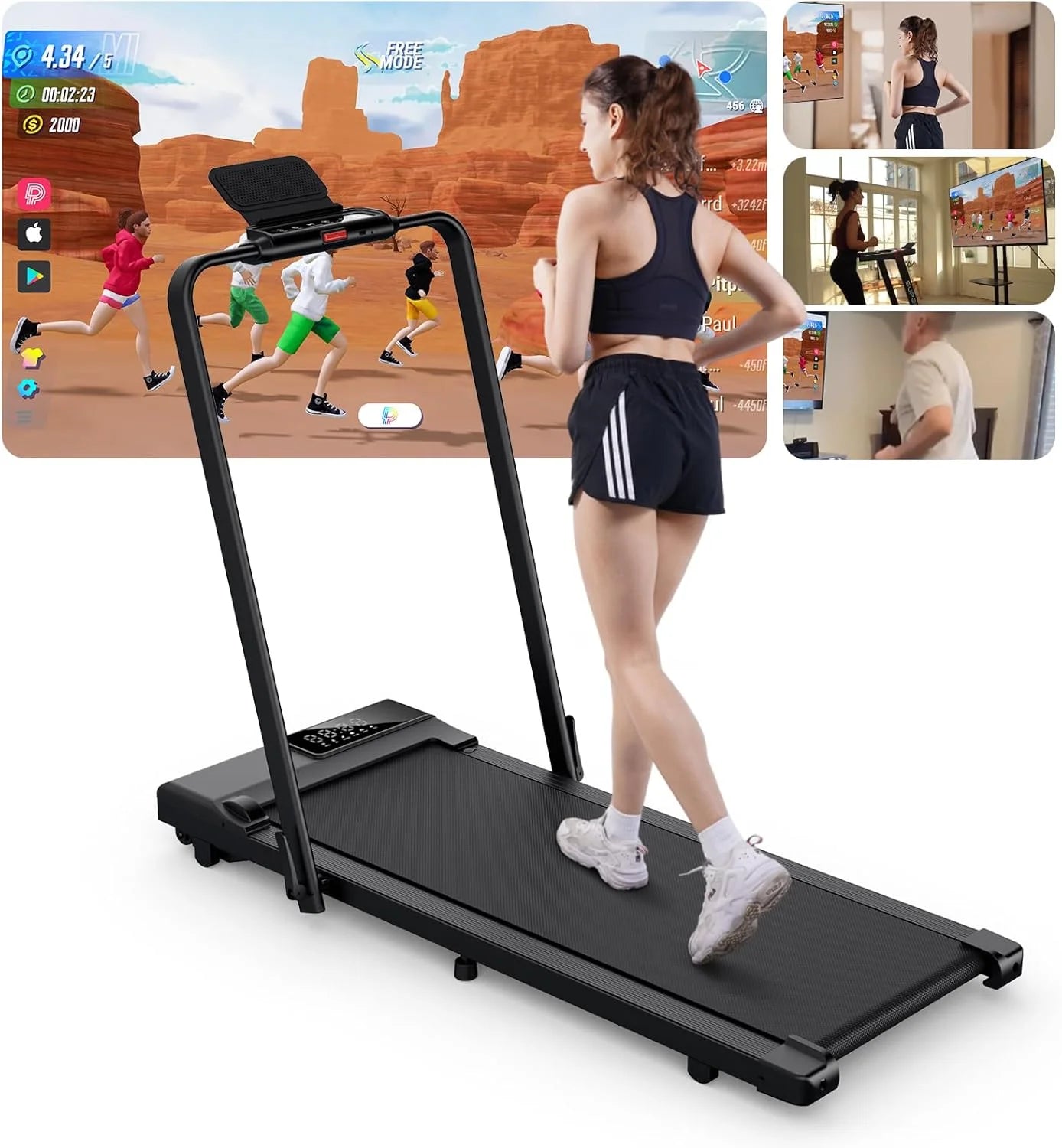 Driving Foldable Walking Treadmill With Remote App Control