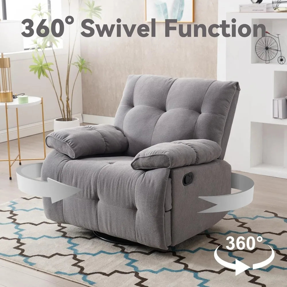 HUANZHUANG Glider 360 Degree Swivel Chair Velvet Upholstered