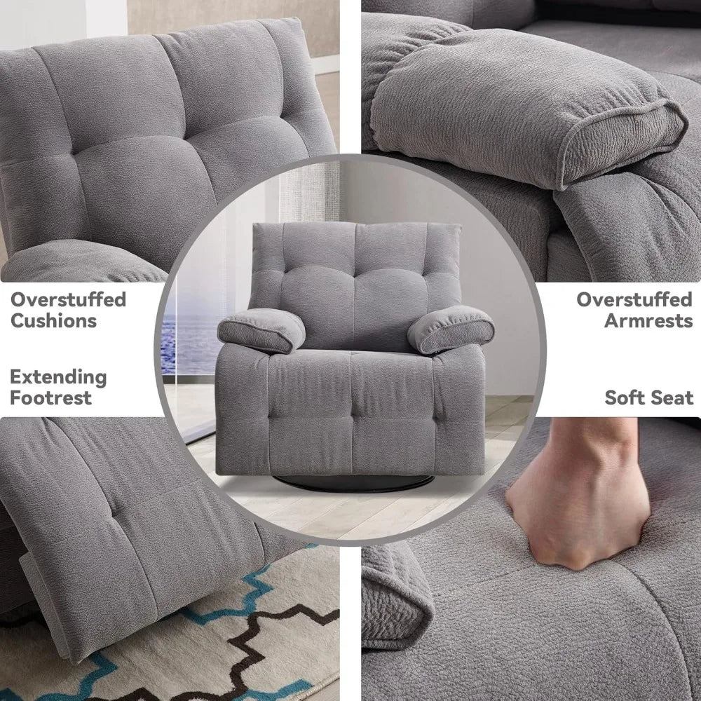 HUANZHUANG Glider 360 Degree Swivel Chair Velvet Upholstered