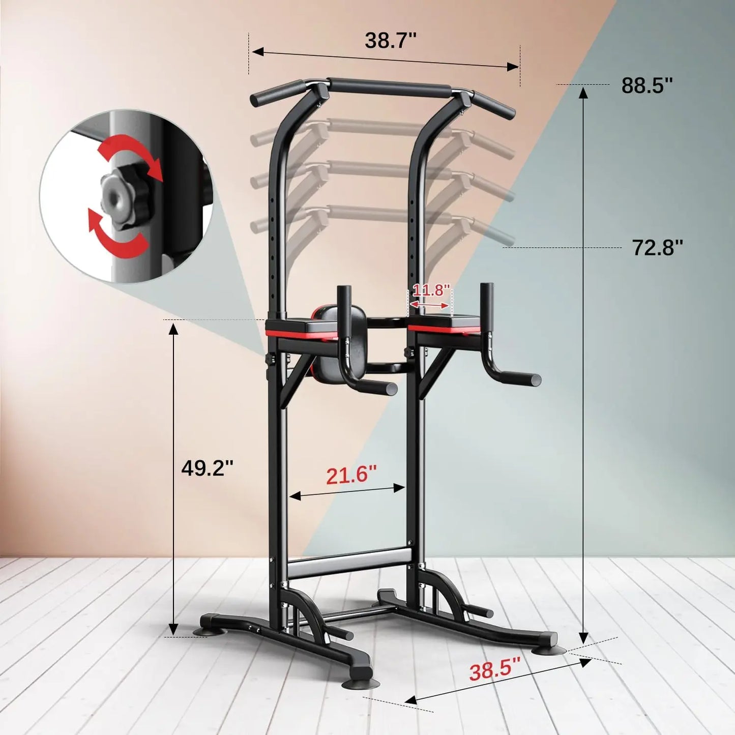 Exerciser Pull Up Bar Power Tower Dip Station Fitness