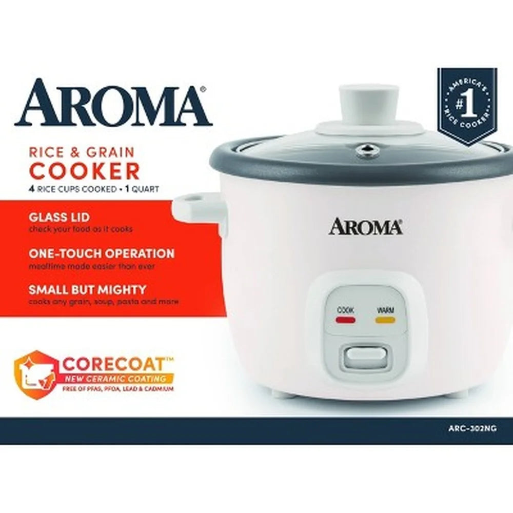 XMSJ 4 Cup Nonstick Rice Cooker With Glass Lid Warm Mode