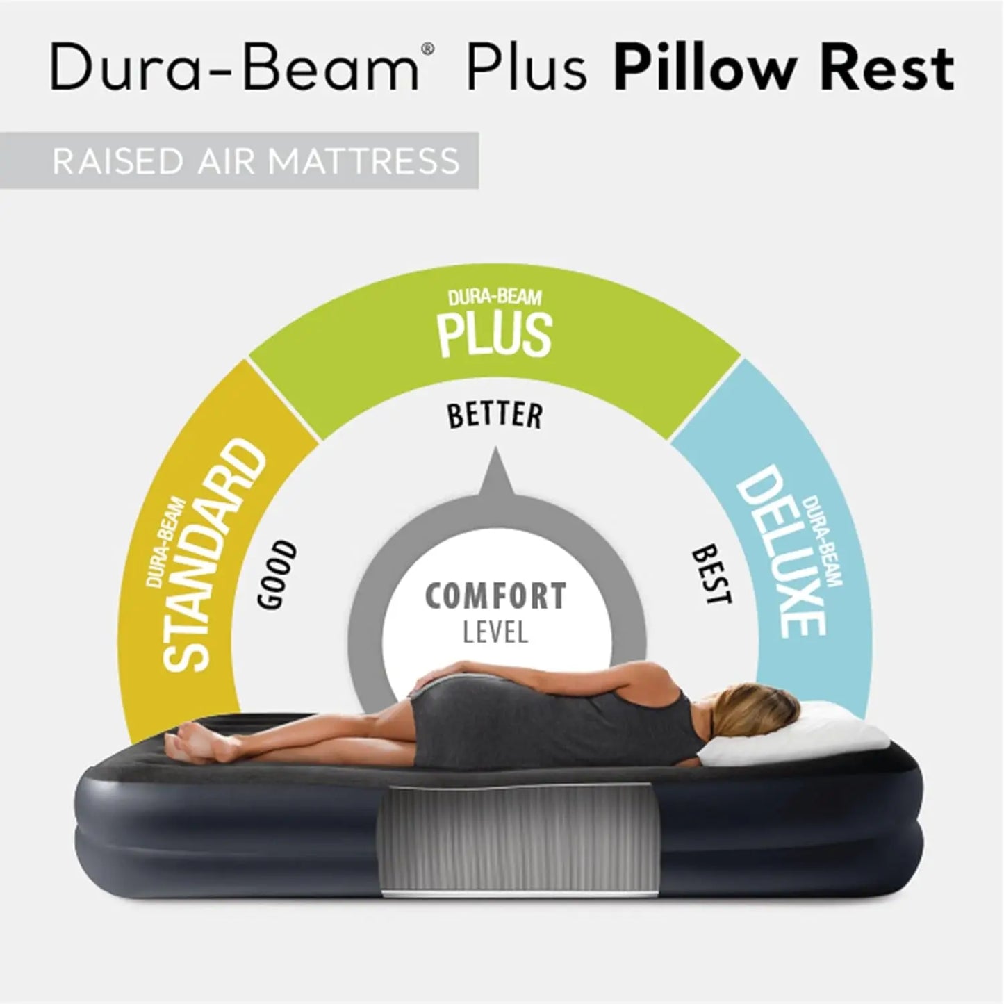 XMSJ Raised Airbed With Built In Pump Dura Beam Pillow