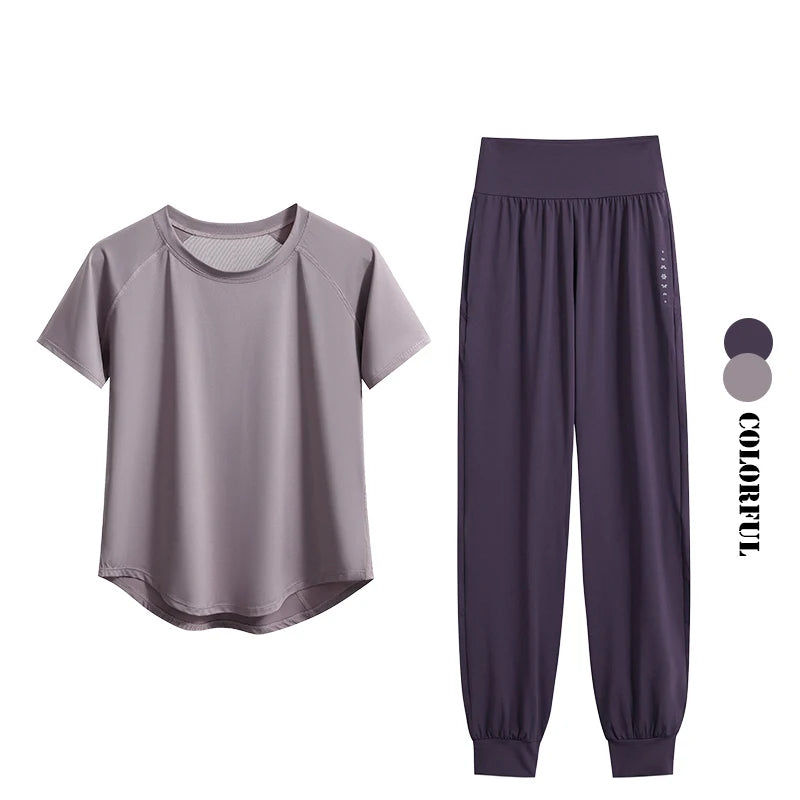 DRUR Yoga Set Women Two Piece Sport Top Pants Outfit