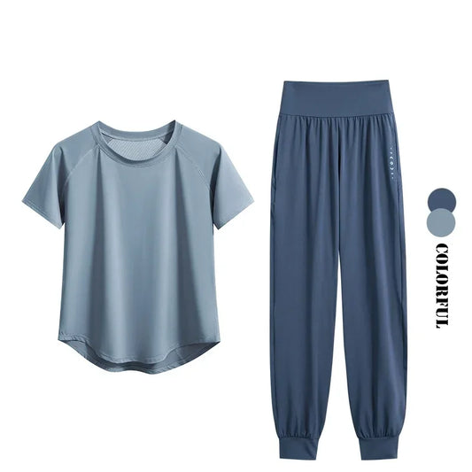 DRUR Yoga Set Women Two Piece Sport Top Pants Outfit