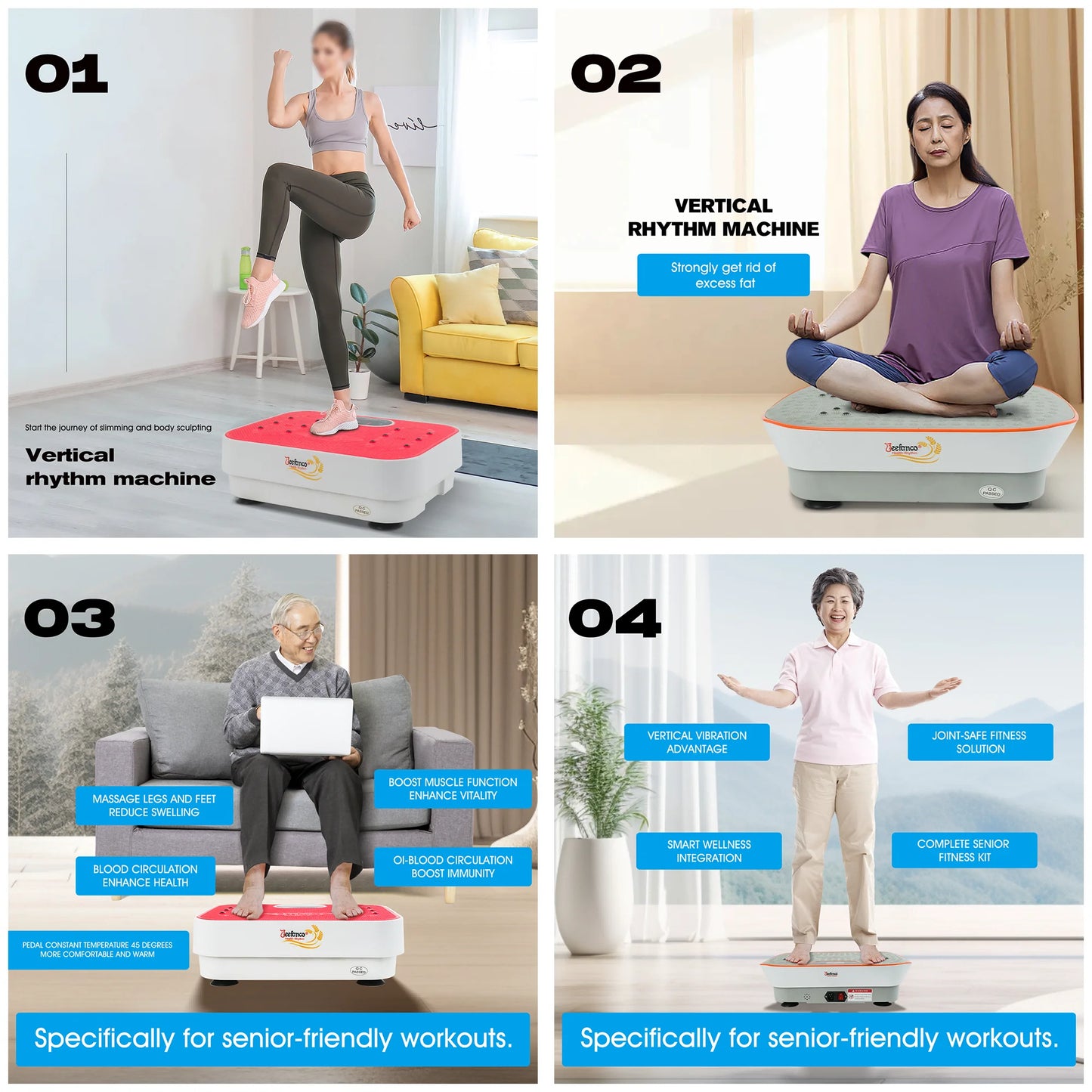 Jeefanco Vibration Plate For Seniors And Teens Home Fitness