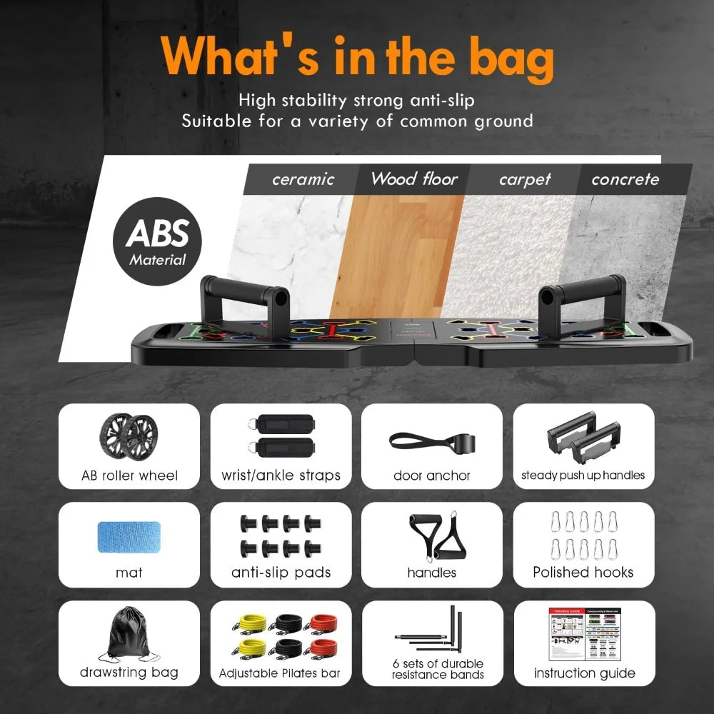Hign-concerned Push Up Board Home Gym With Resistance Bands