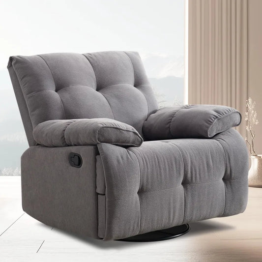 HUANZHUANG Glider 360 Degree Swivel Chair Velvet Upholstered
