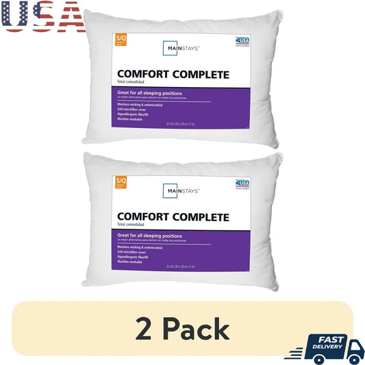XMSJ 2 Pack Hypoallergenic Bed Pillow Microfiber Washable